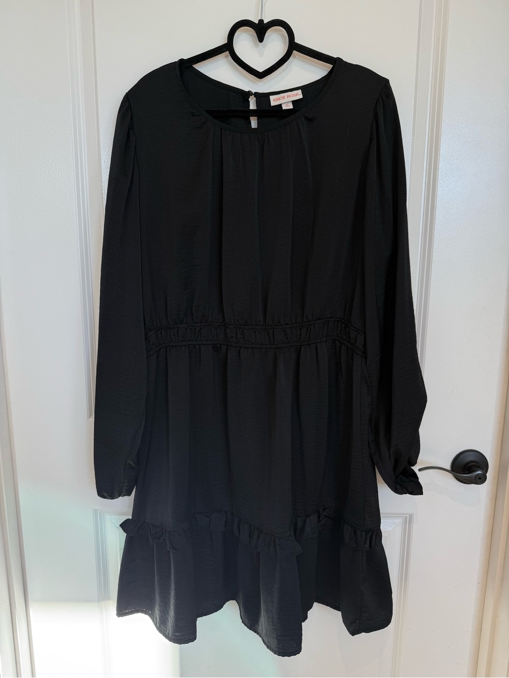 Knox Rose (retired Target brand) Black Long Sleeve Ruffle Hem Dress
